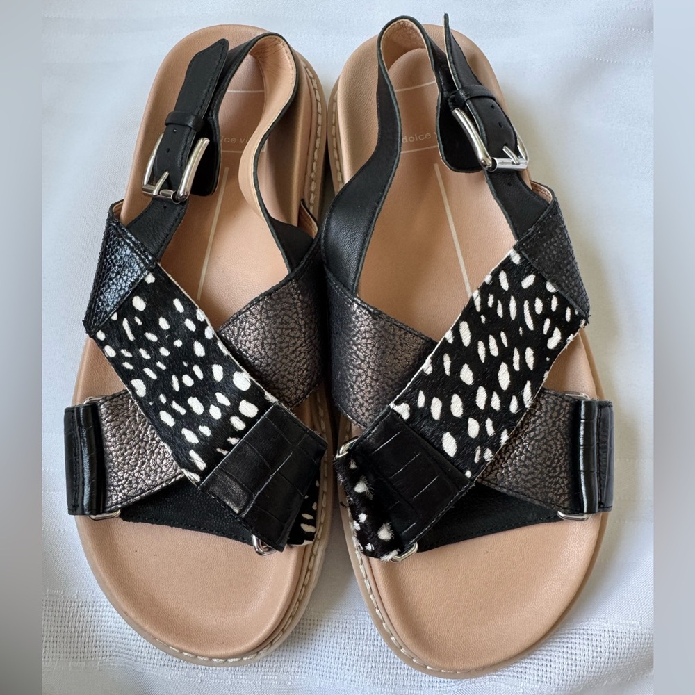 Dolce Vita Niles Sport Platform Sandal Black Multi Leather Strappy Size 8 NEW - Picture 2 of 9